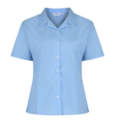 Girls Blue Rever Short Sleeve/ Long Sleeve, Non-Iron Blouses - Twin Pack