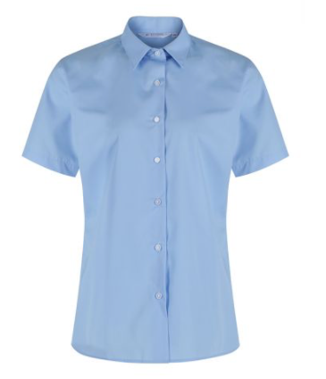 Trutex Girls Blue Short Sleeve, Non-Iron Blouses - Twin Pack