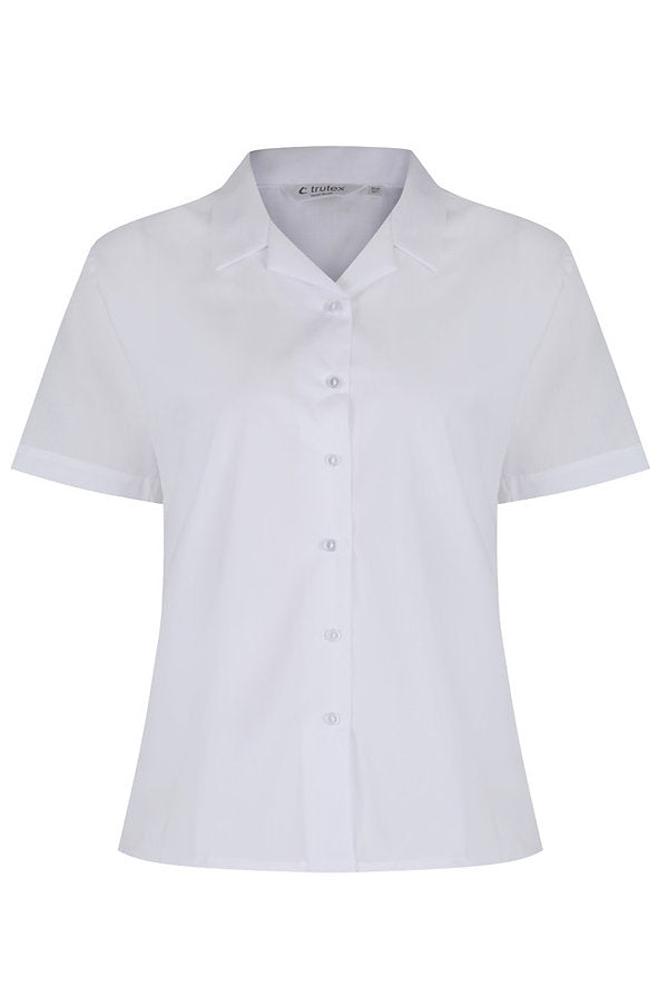 Girls White Rever Short Sleeve, Long Sleeve, Non-Iron Blouses - Twin Pack