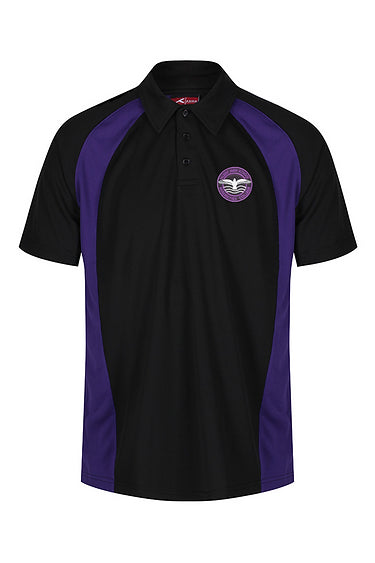 Black and Purple PE Polo with Hilbre logo