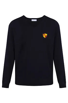 Navy cotton mix premium V-Neck Jumper with Prenton Logo Embroidered
