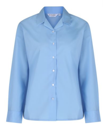 Trutex Girls Blue Long Sleeve, Non-Iron Blouses - Twin Pack