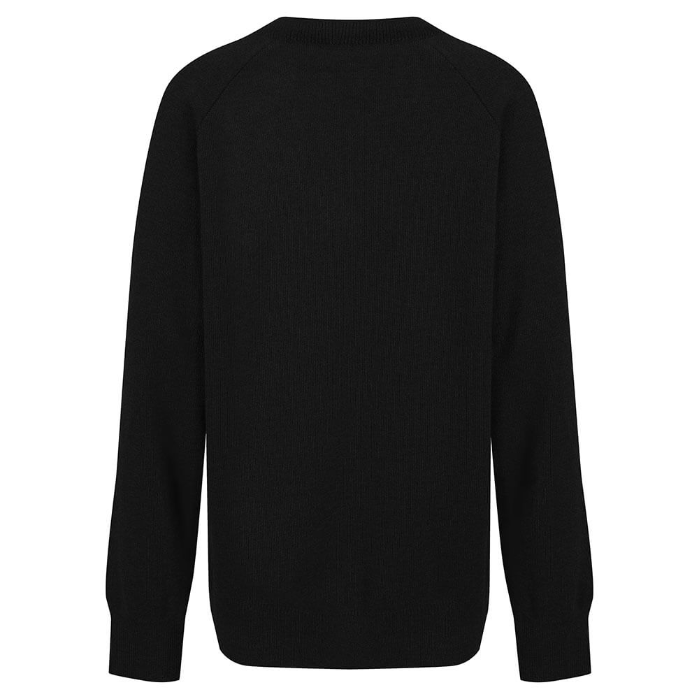 Unisex Plain Premium Cotton Mix Knitted V-Neck Jumper - Black