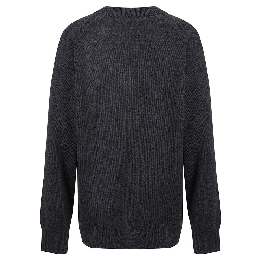 Grey - Premium Cotton Mix Knitted V-Neck Jumper