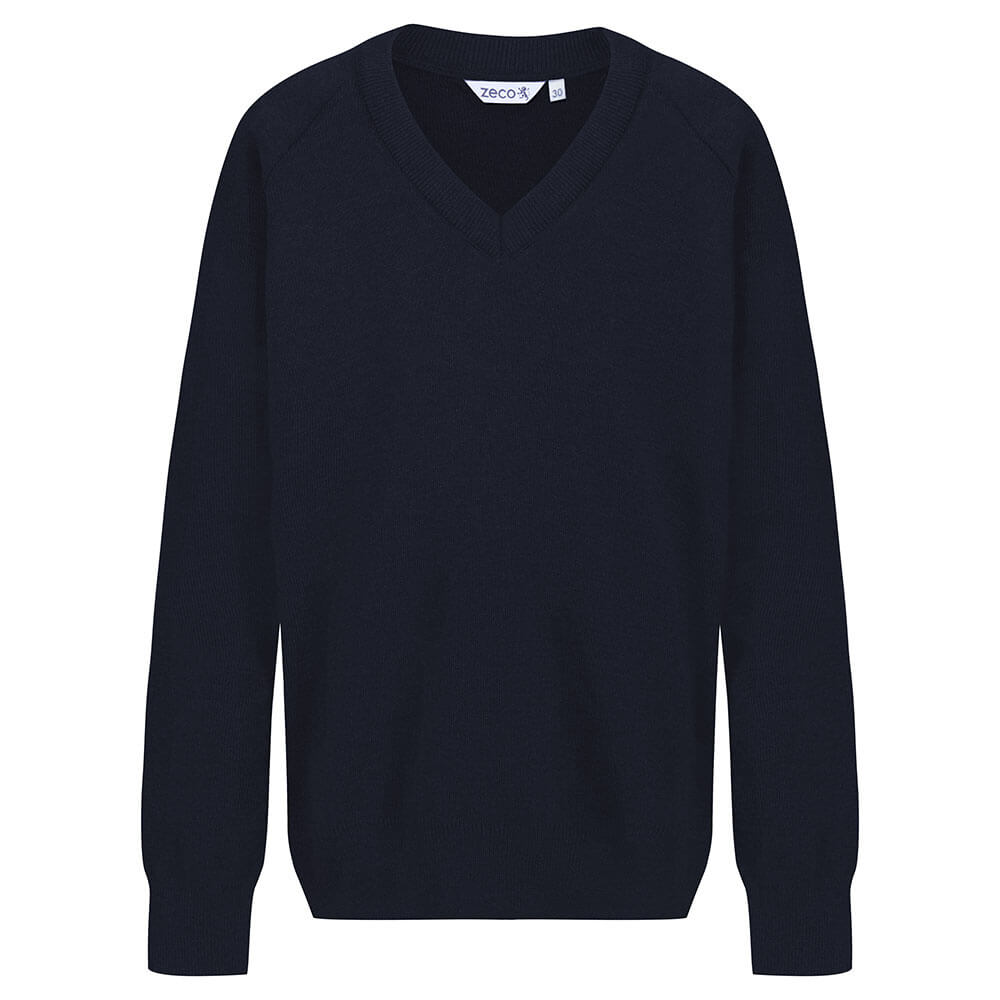 Premium Cotton Mix Knitted V-Neck Jumper - Navy