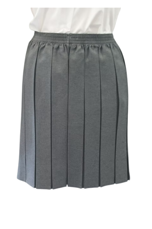 Grey Elasticated Box Pleat Skirt