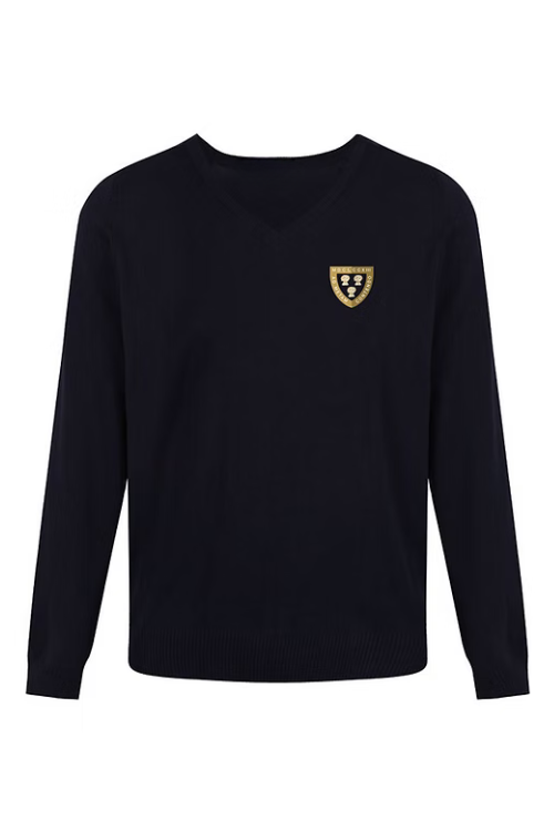 Navy V-Neck cotton mix premium Jumper with West Kirby Logo