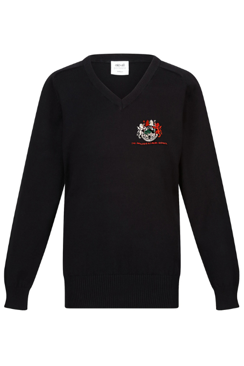 Black cotton mix premium V-Neck Knitted Jumper with Birkenhead Logo