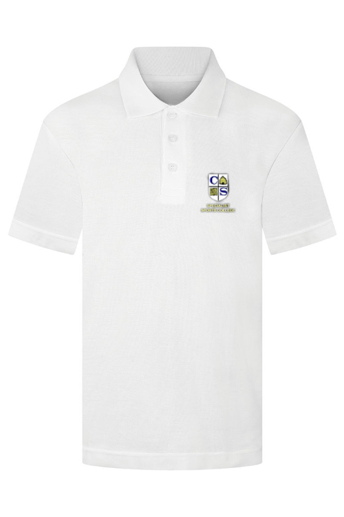 White Polo Shirt with Clare Mount Logo