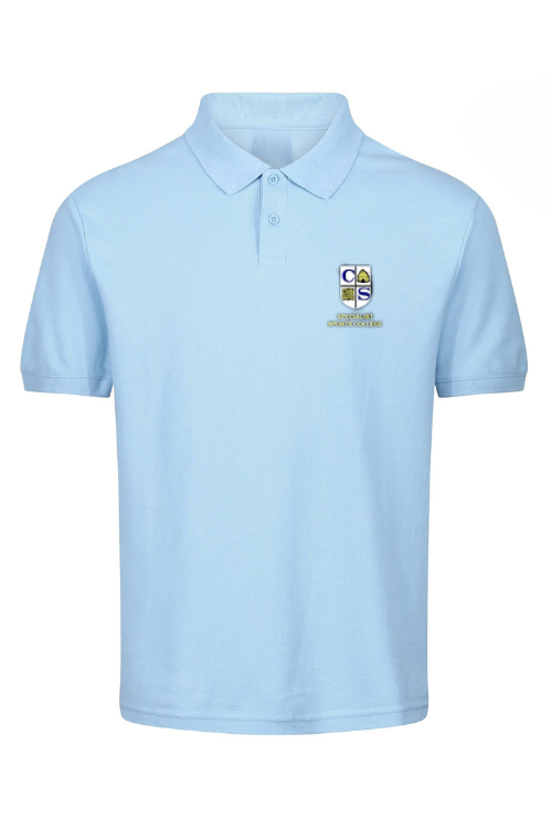 Sky Polo Shirt with Clare Mount Logo