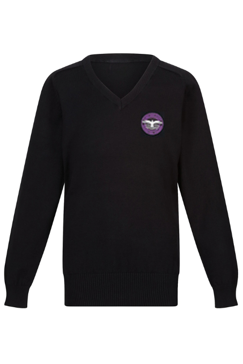 Premium Black V-Neck Jumper with Hilbre Logo