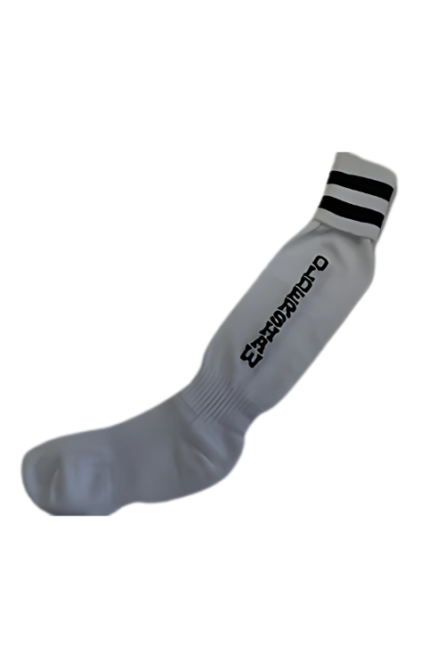White Football Socks with the word Oldershaw printed downwards