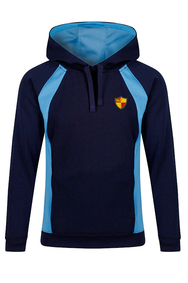 Navy and Sky PE Hoody with Prenton Logo