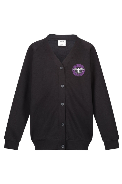 Black Sweat Cardigan with Hilbre Logo