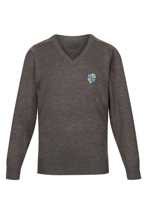 Grey Knitted Jumper (plain or with Oldershaw Logo)