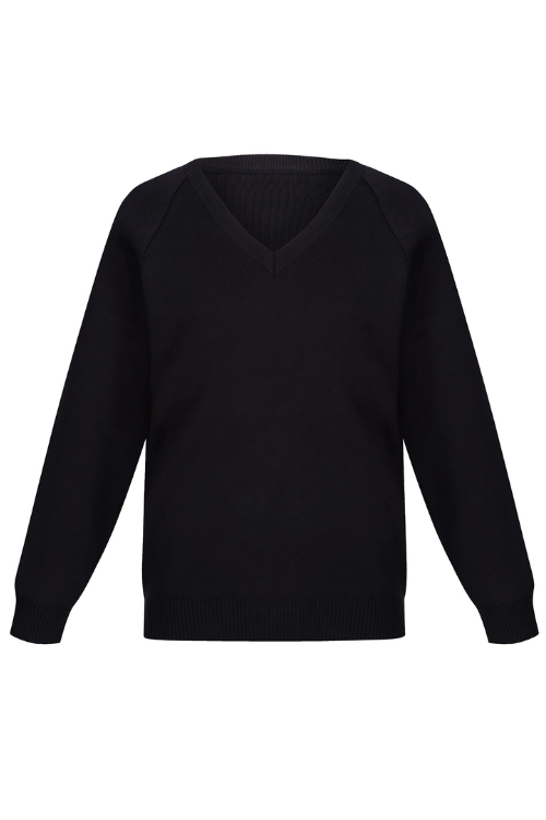 Black V-Neck Knitted Jumper